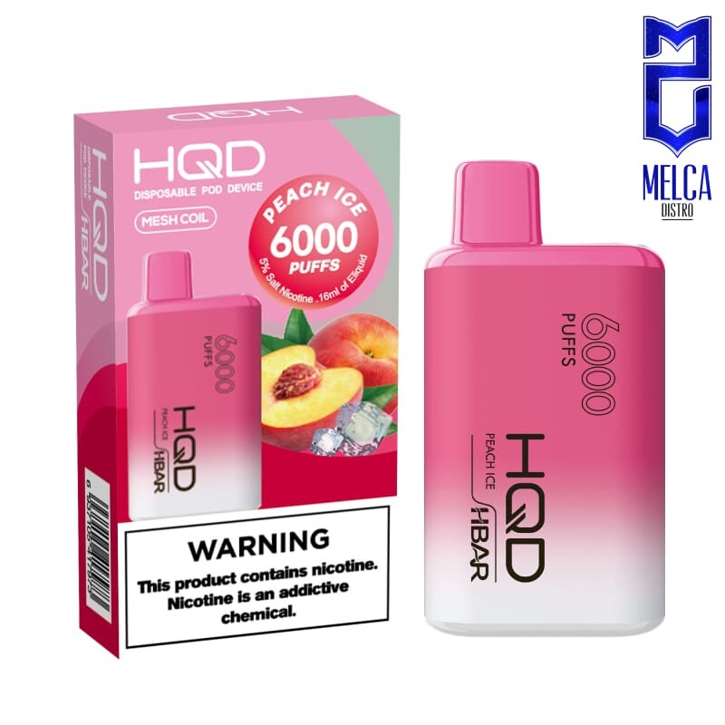 HQD HBAR 6000 Puffs - Peach Ice 50MG - Disposables