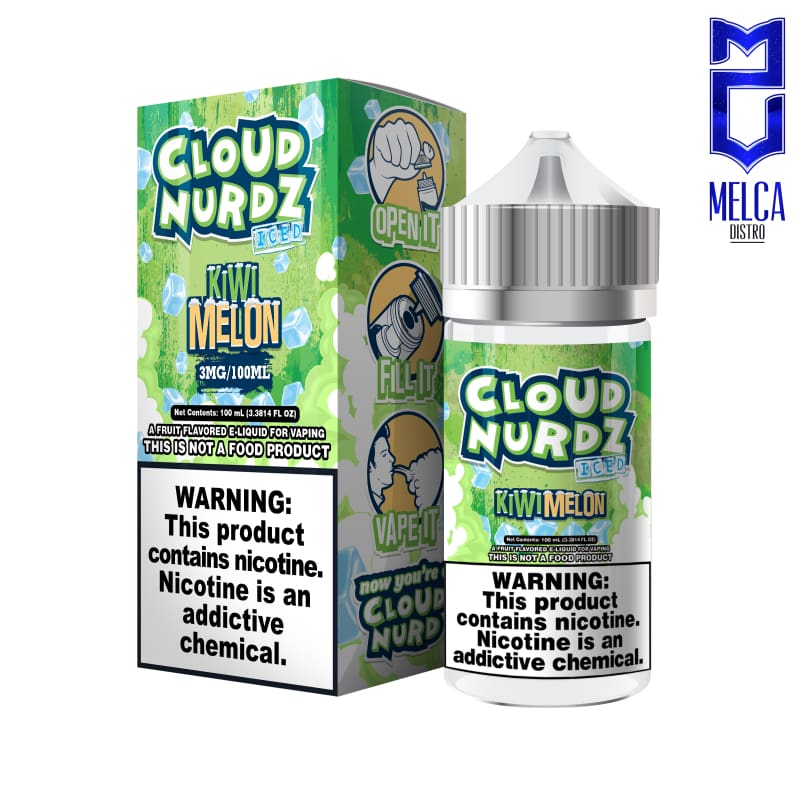 Cloud Nurdz Iced Kiwi Melon 100ml - E-Liquids