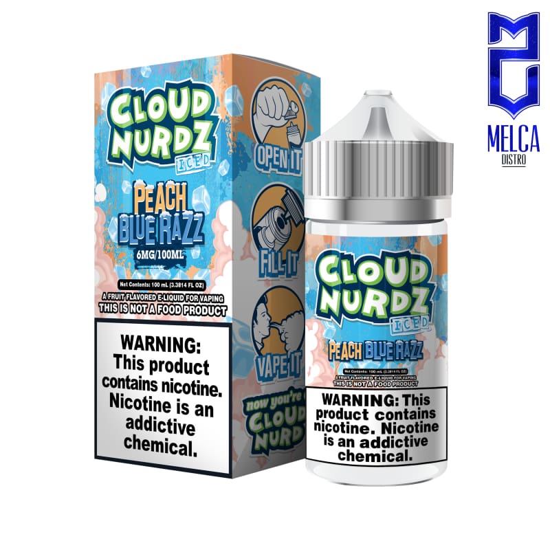 Cloud Nurdz Iced Peach Blue Razz 100ml - E-Liquids
