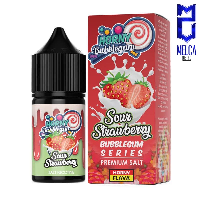Horny Flava ICE Salt Sour Strawberry Bubblegum 30ml - E-Liquids