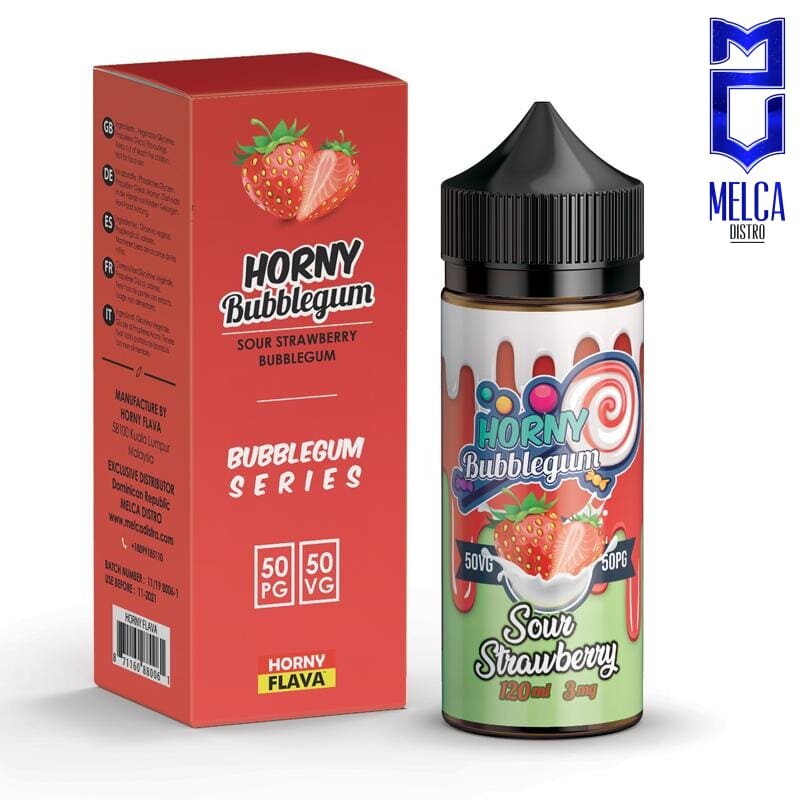 Horny Flava ICE Sour Strawberry Bubblegum 120ml - E-Liquids