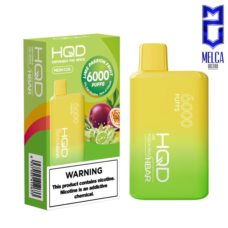 HQD HBAR 6000 Puffs - Lime Passion Fruit 50MG - Disposables