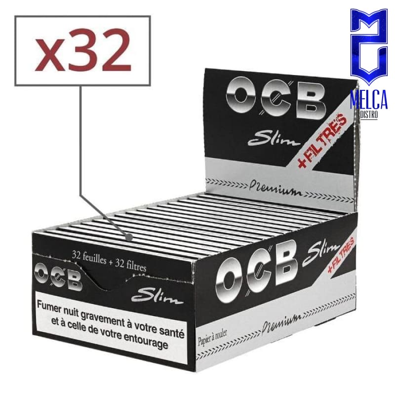 OCB PAPEL PREMIUM - SLIM+TIPS CAJA 32 LIBRITOS