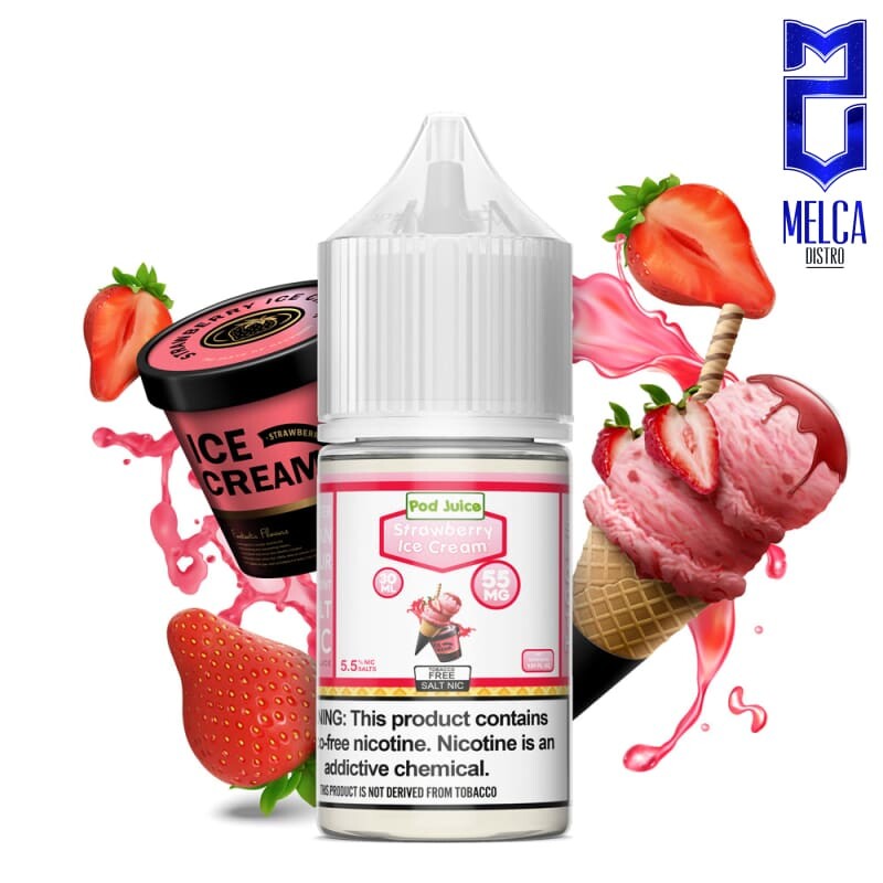 Pod Juice Salt Strawberry Ice Cream 30mL - 55MG - E-Liquids